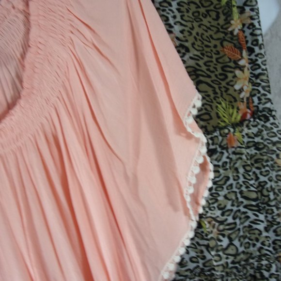 Sara Studio Maxi Ruffle Tiered Skirt Black & Peach Leopard Design NWOT … - Picture 5 of 6